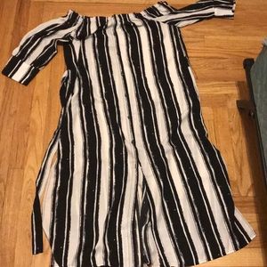 Black and white striped dress